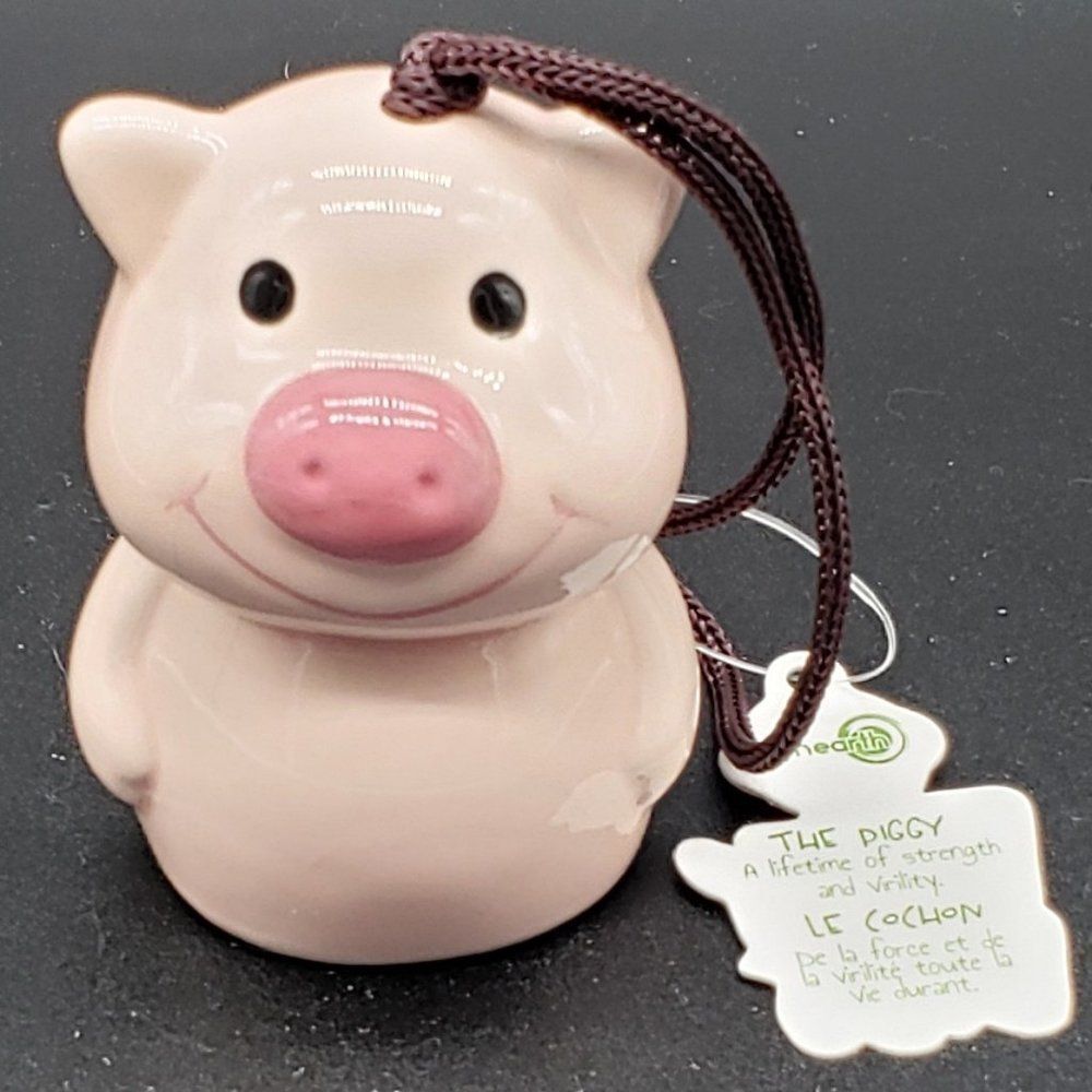 Green Earth Baby Bells Decorative Porcelain Pink Pig Hanging Bell Figurine (#1)